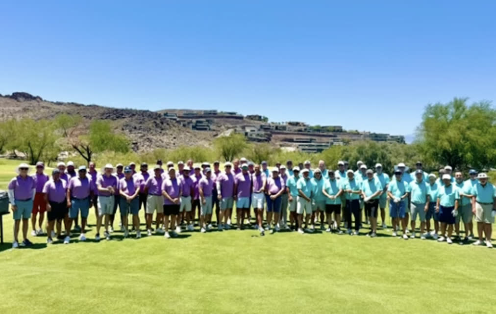 Large tournament group on the course